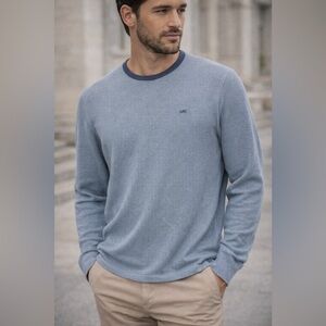 Michael Kors EUC Heathered Charcoal crew neck shirt w/black crew collar size L